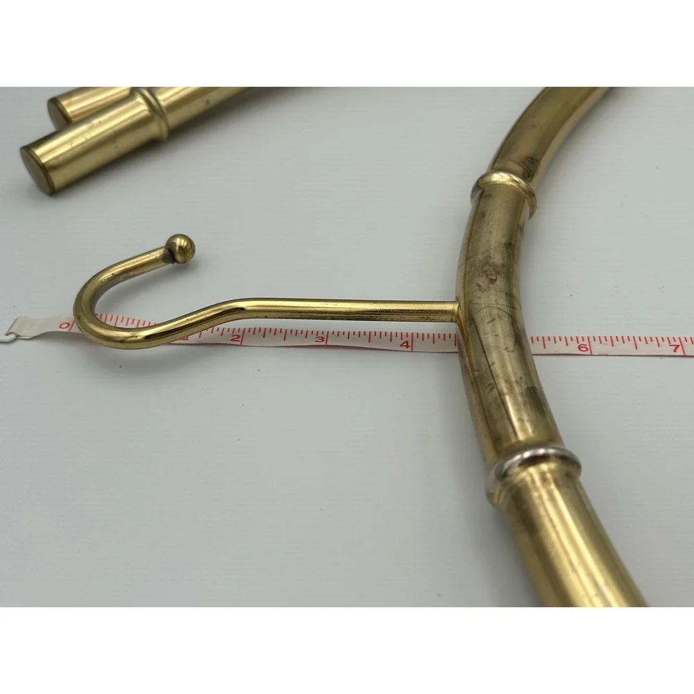 Vintage Brass Faux Bamboo Hangers Set of 3 Hollywood Regency Gold Metal Curved